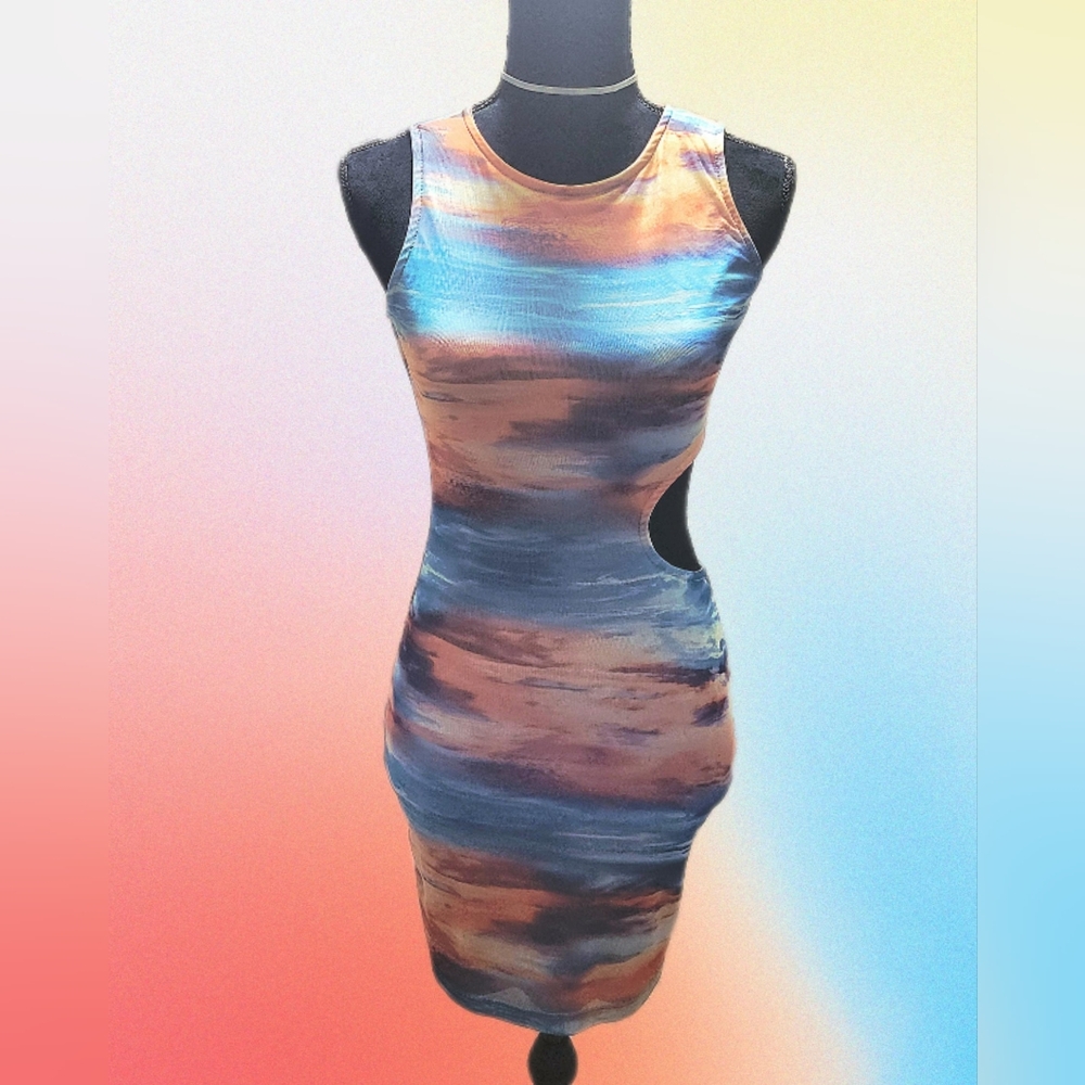 Pretty Garbage Sunset Cutout Mesh Bodycon Dress